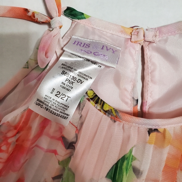 Iris & Ivy - New & Beautiful Pink Floral Pleated Trapeze Dress - Toddlers - Picture 4 of 7